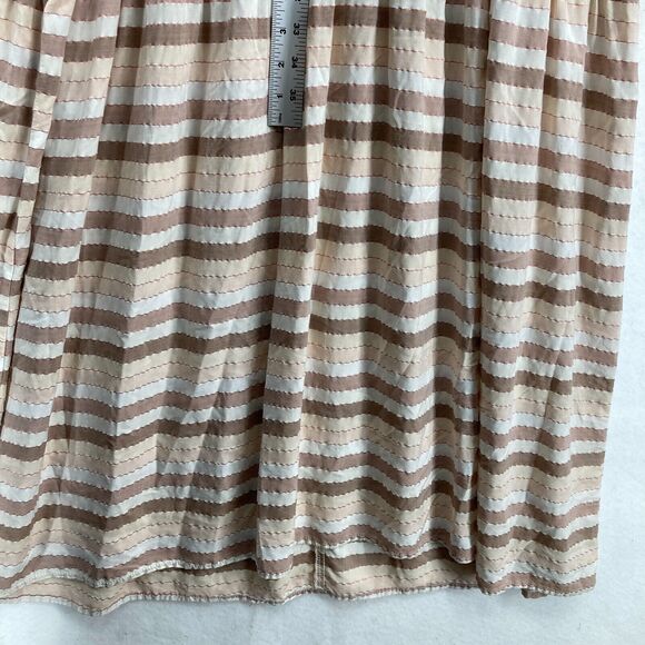 Self Contrast Sophia Stripe Maxi Dress Small Beige Brown Prairie Babydoll Boho - Picture 5 of 16